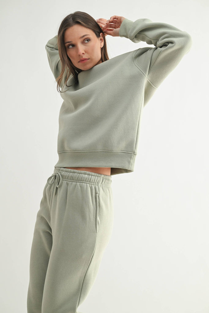 Mono B - Classic Fit Fleece Sweatshirt: PEARLED IVORY / S:M:L (2:2:2)