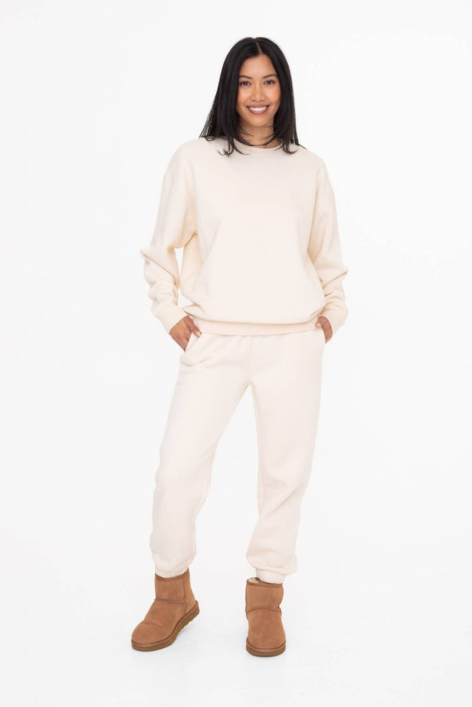 Mono B - Oversized Fleece Sweatshirt: TOAST / S:M:L (2:2:2)