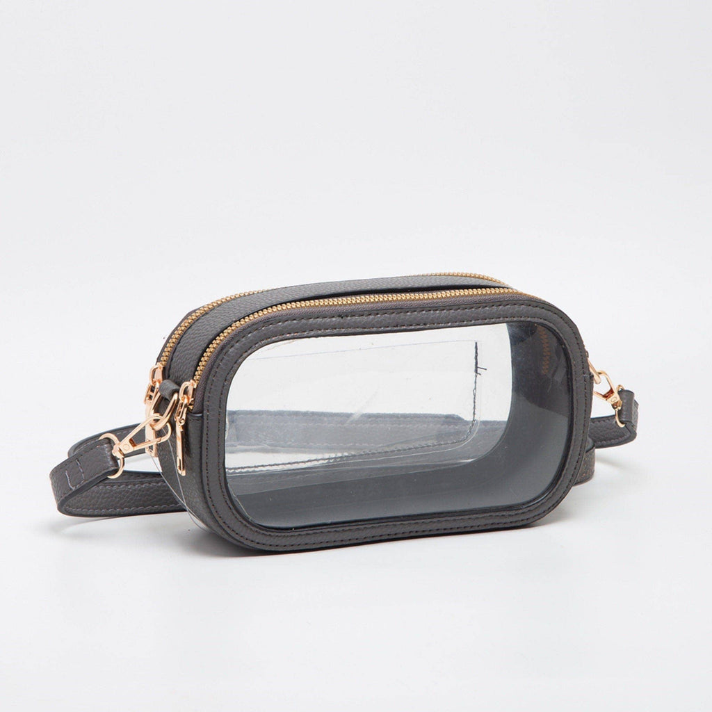 MiMi Wholesale - TG10552 Double Zipper Oval Clear Gameday/Stadium Bag: Tan
