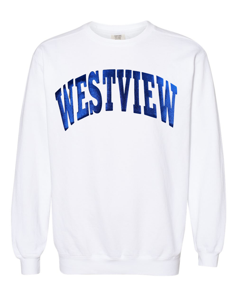 BLUE METALLIC WESTVIEW - WHITE COMFORT COLORS CREW