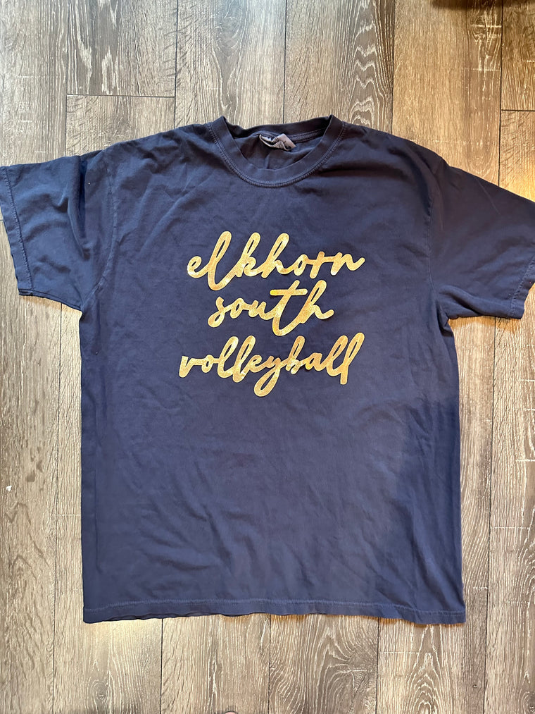 DAINTY ELKHORN SOUTH VOLLEYBALL - NAVY COMFORT COLORS TEE