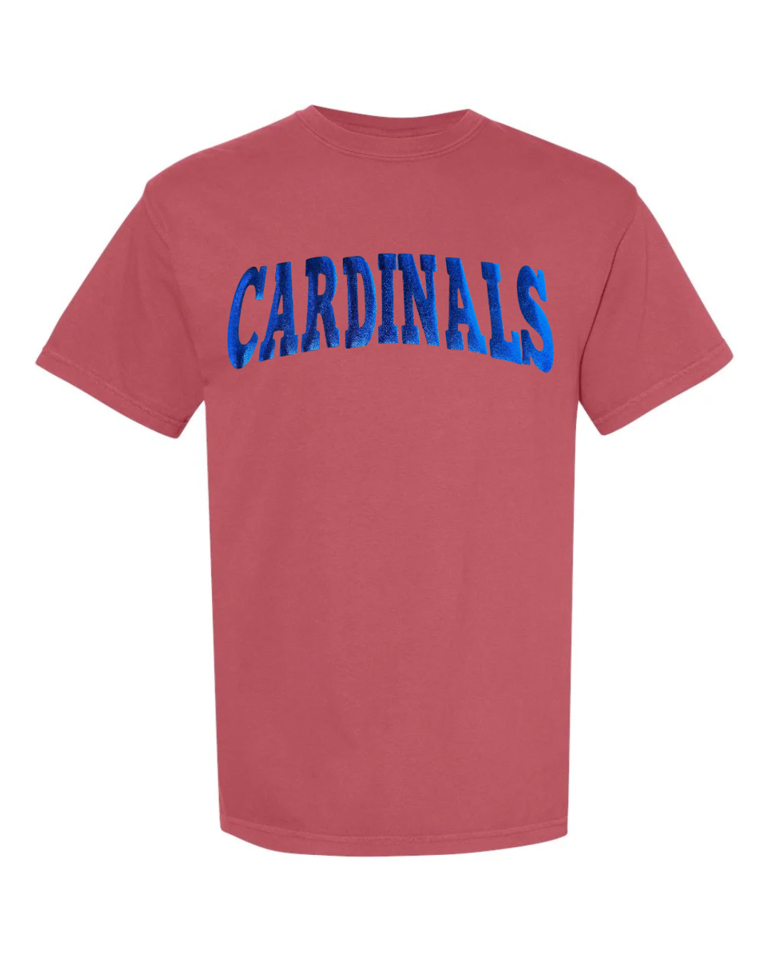BLUE METALLIC CARDINALS - CRIMSON COMFORT COLORS TEE