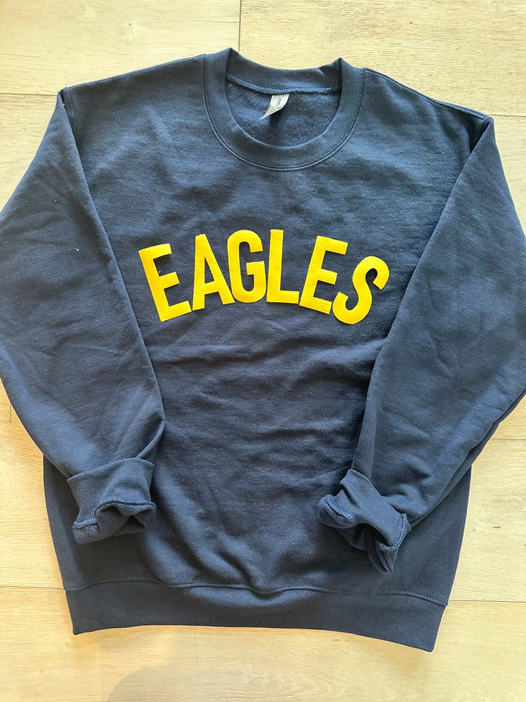 BLOCK EAGLES - NAVY GILDAN CREW (YOUTH + ADULT)