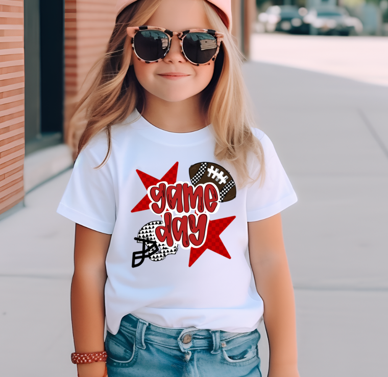 Under The Lights Designs - Red Game Day Football Kids T-Shirt: 3T