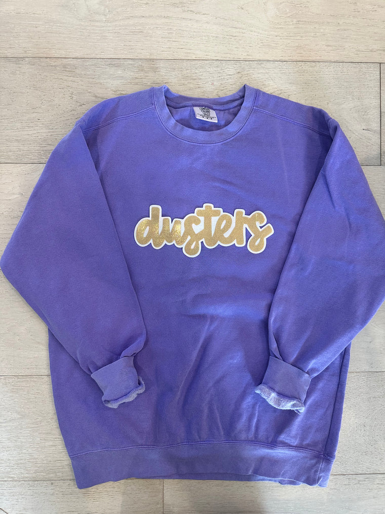 GOLD/WHITE DUSTERS - PURPLE COMFORT COLORS CREW