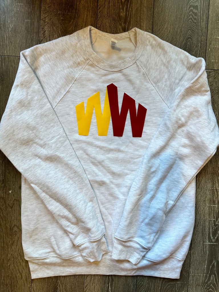 YELLOW/MAROON WW - LIGHT GREY SPONGE CREW