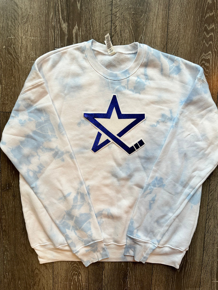 STARS LOGO - BLUE DYED SPONGE CREW