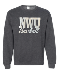 NWU BASEBALL (BEIGE POLKA DOT + GOLD METALLIC) - DARK HEATHER GILDAN CREWNECK