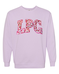LPG - (PINK/RED ROSES FLORAL / HOT PINK) - PURPLE COMFORT COLORS CREW