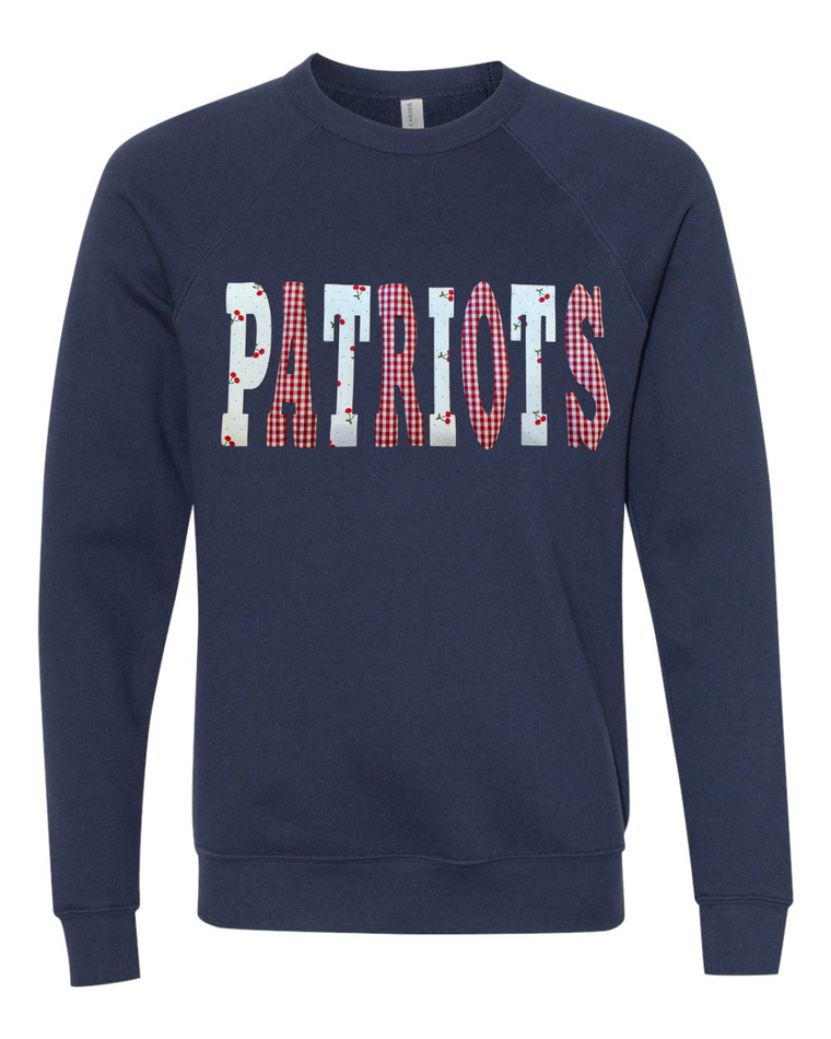 CHERRY + RED GINGHAM PATRIOTS - NAVY SPONGE CREW