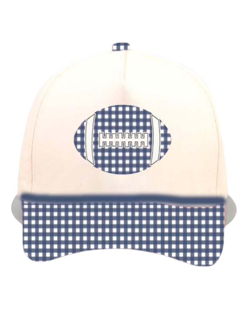 Summer Tees - GINGHAM FOOTBALL CANVAS CAP: RED/NATURAL