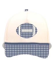 Summer Tees - GINGHAM FOOTBALL CANVAS CAP: RED/NATURAL