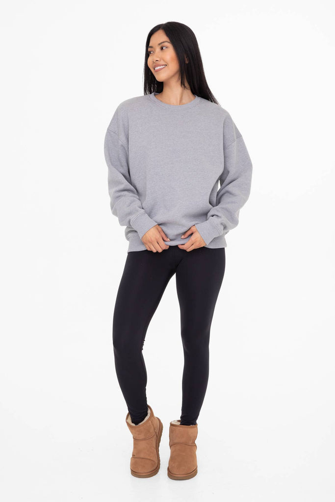Mono B - Oversized Fleece Sweatshirt: HEATHER GREY / S:M:L (2:2:2)
