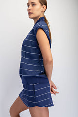 Rae Mode - MODAL SCUBA STRIPE LUXE V-NECK SLEEVELESS TOP: Brink Pink/Cream / S-M-L(2-2-2)