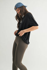 Mono B - Brushed Hacci Oversized Boyfriend Tee: 2TONE GREY / S:M:L (2:2:2)