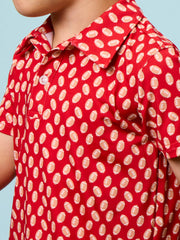 RuffleButts + RuggedButts - Boys Varsity Red Football Frenzy Knit Short Sleeve Performance Polo: Red / 10