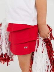 RuffleButts + RuggedButts - Girls Red Tiered Active Skort: Red / 3T