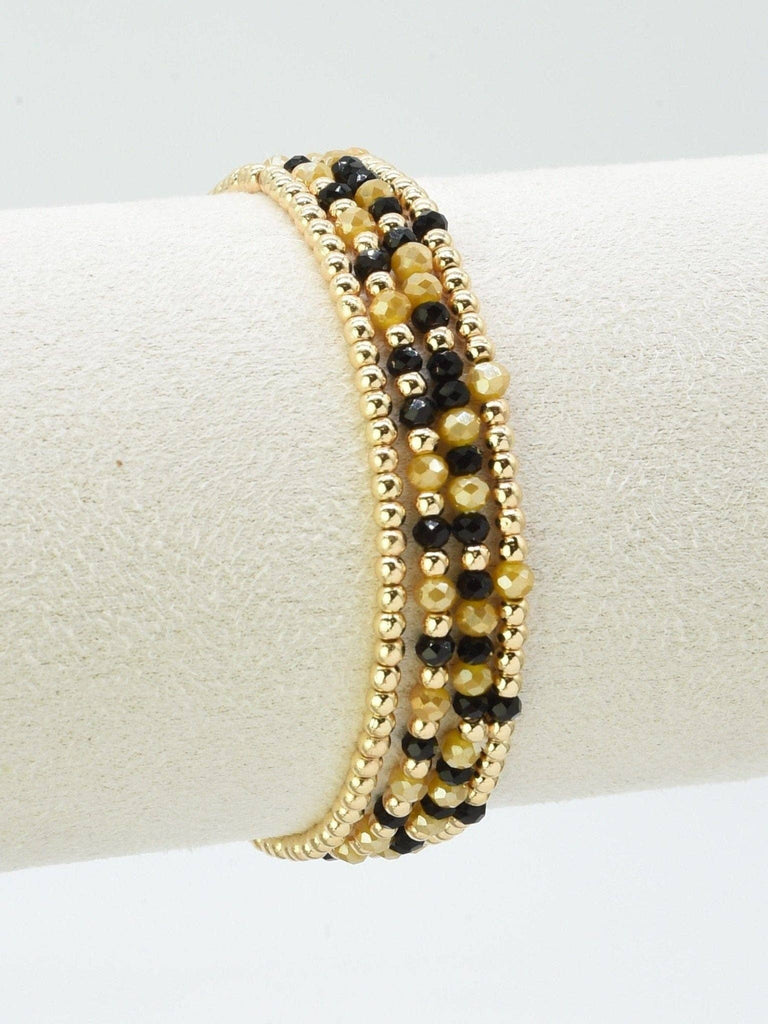 MiMi Wholesale - CB2285 4 Piece CCB Glass Bead Stretch Bracelet Set: Red White