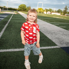Gigi and Max - Bamboo Kids Clothing Boys Shirt Polo Nebraska Scarlet & Cream : 2t/3t
