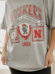 LivyLu - Nebraska Huskers Prep Patch Gray Thrifted Tee: M