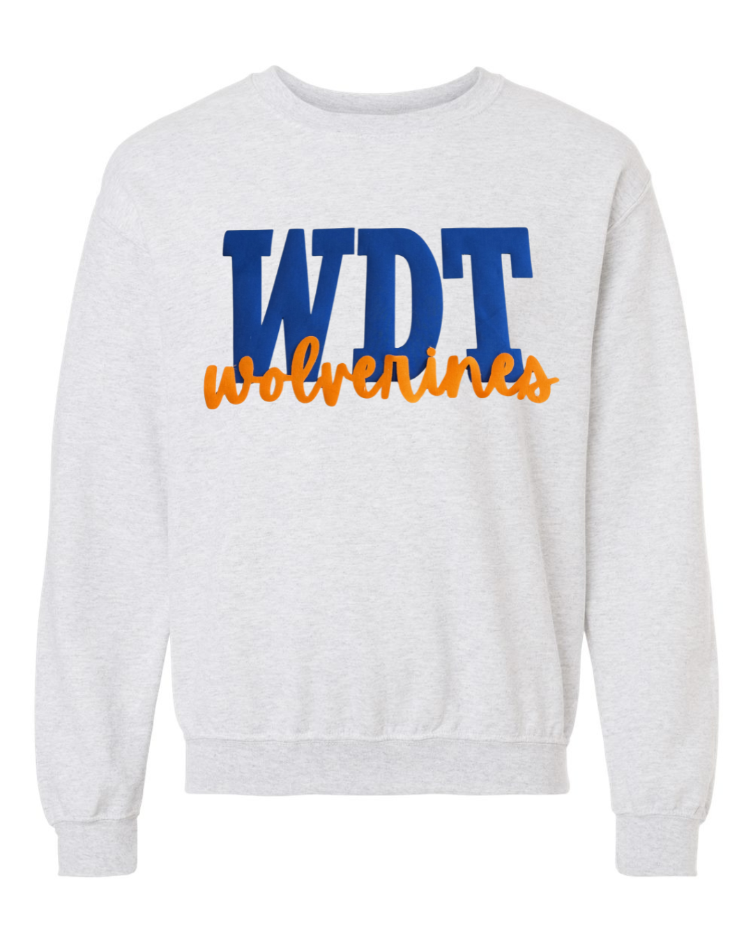 BLUE METALLIC WDT ORANGE WOLVERINES - ASH GREY CREW