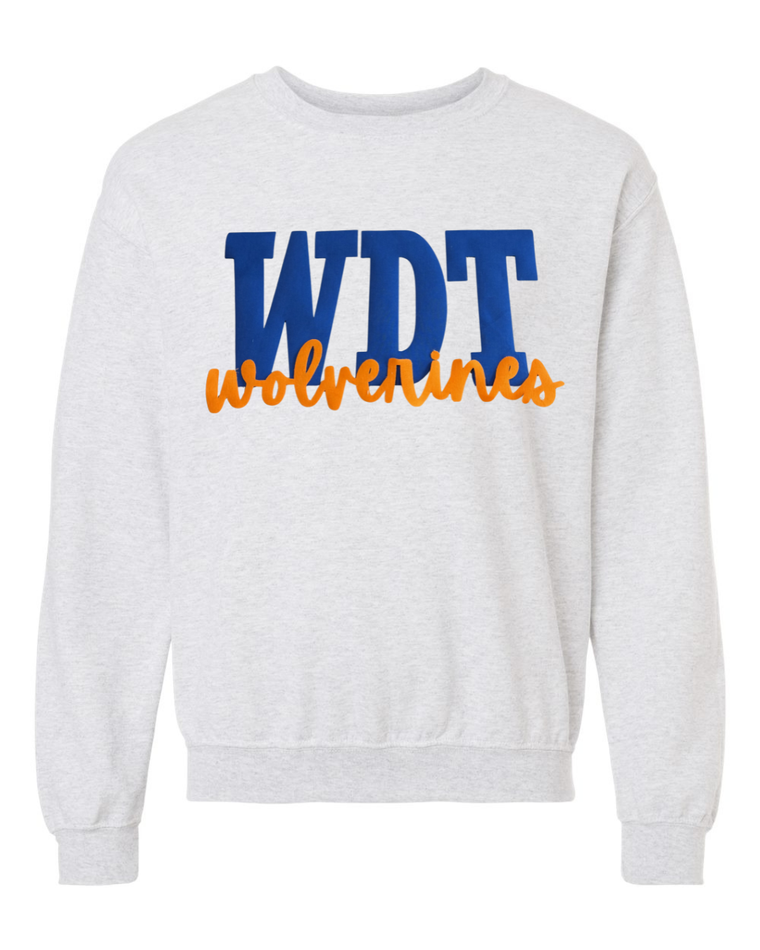 BLUE METALLIC WDT ORANGE WOLVERINES - ASH GREY CREW