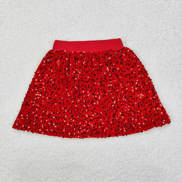 Aier Wholesale - Baby Girls Sequin Red Color Skirts Bottoms: 6-7T