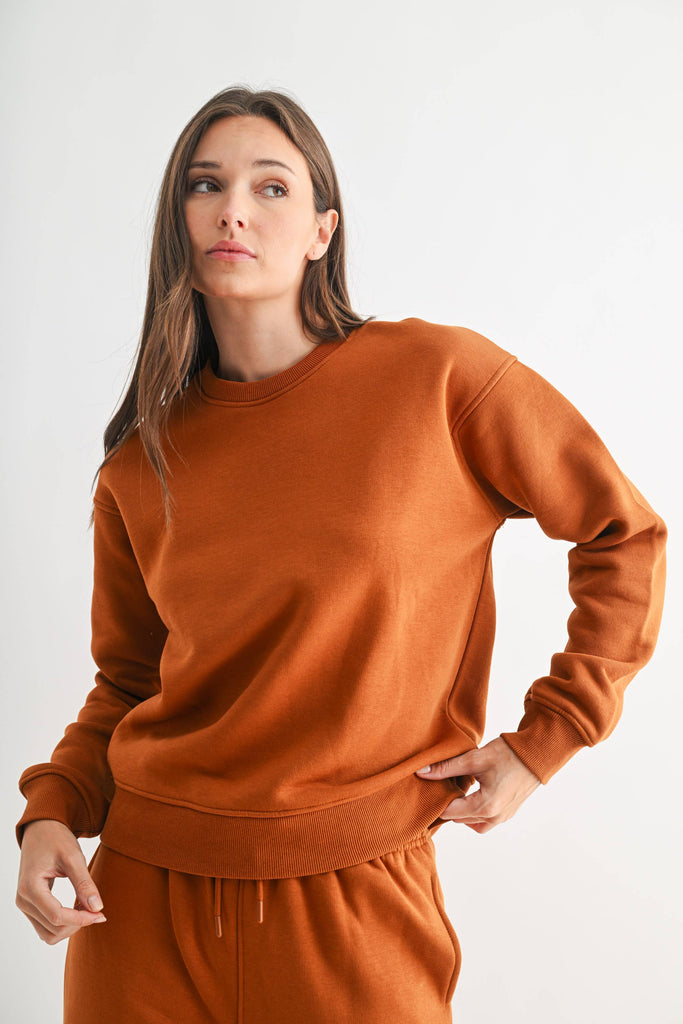 Mono B - Classic Fit Fleece Sweatshirt: PEARLED IVORY / S:M:L (2:2:2)