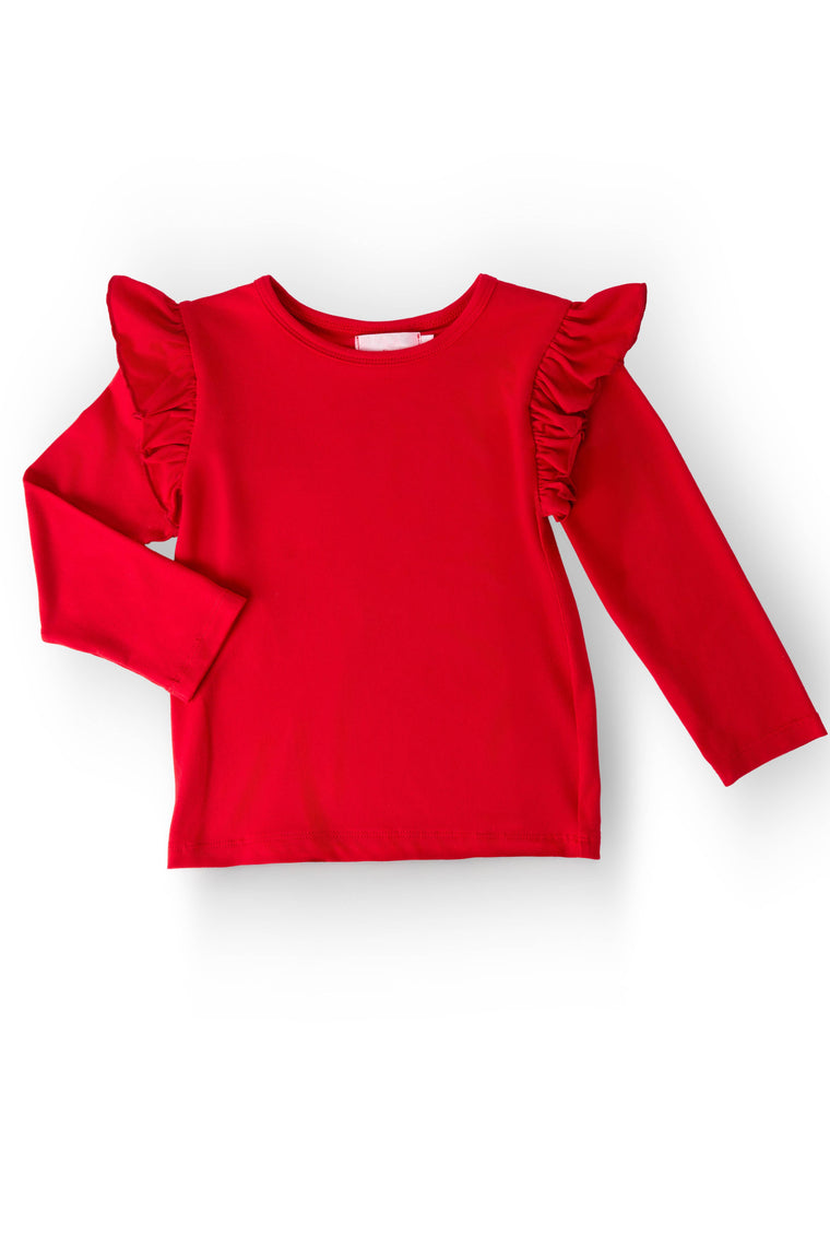 Mila & Rose - Red L/S Ruffle Tee: 2T