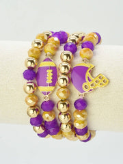 MiMi Wholesale - CB2301 Game Day Football Helmet Charm Bracelet: Red White