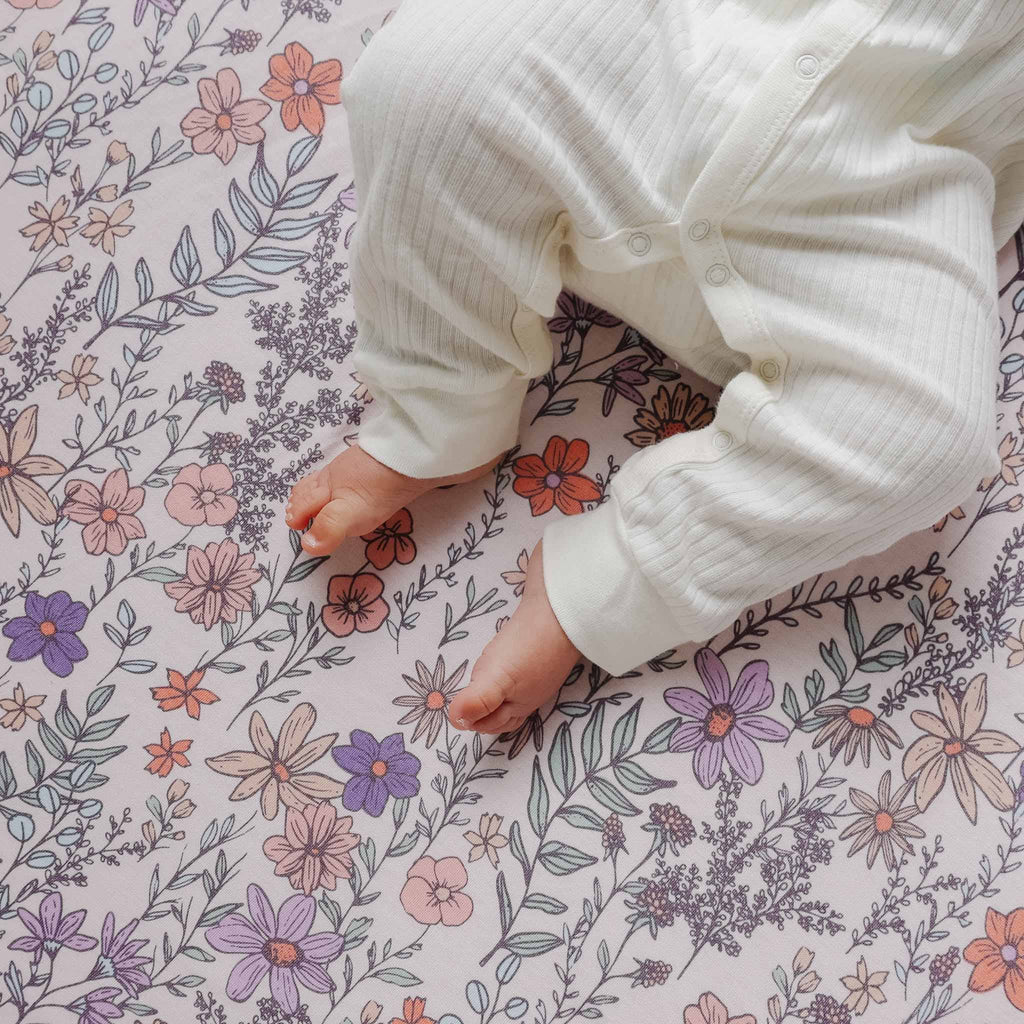 Copper Pearl - Premium Knit Fitted Crib Sheet - Flora
