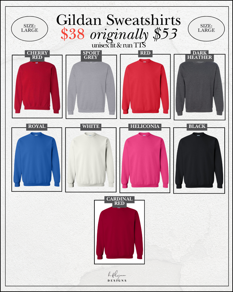 SIZE LARGE | GILDAN CREWNECKS