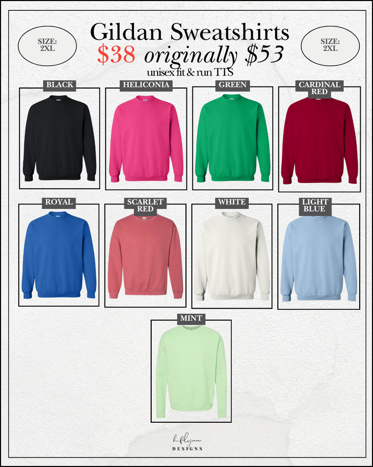 SIZE 2XL | GILDAN CREWNECKS