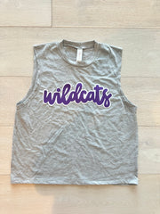 WILDCATS - GREY CROP MUSCLE TANK