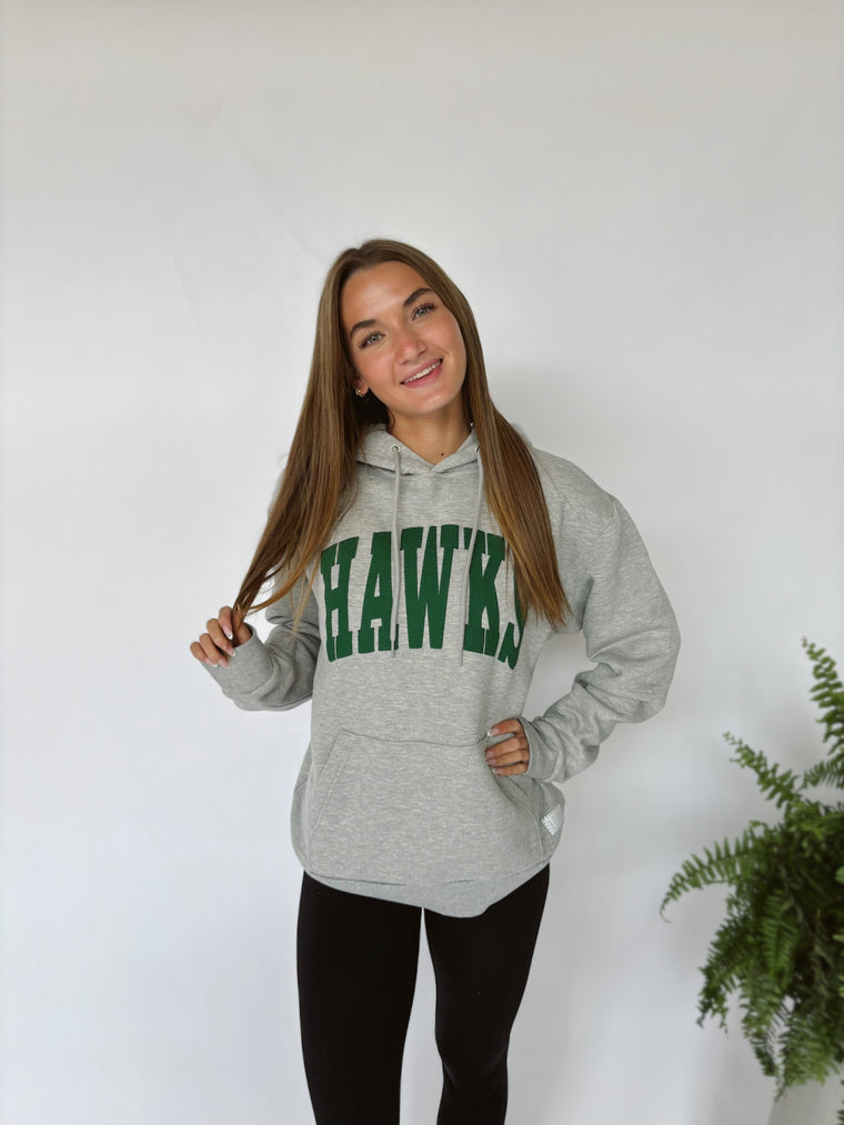 VARSITY GREEN HAWKS - GREY SPONGE HOODIE