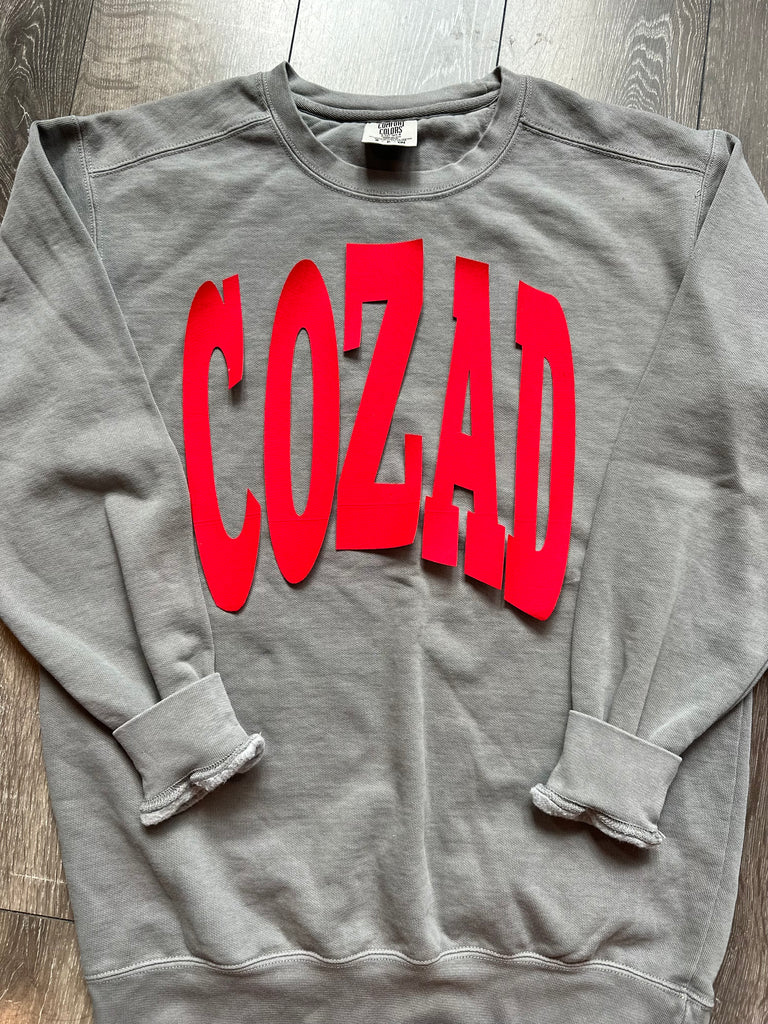 VARSITY RED COZAD - GREY COMFORT COLORS CREW