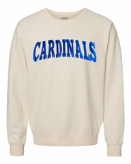 BLUE METALLIC CARDINALS - IVORY COMFORTWASH CREWNECK