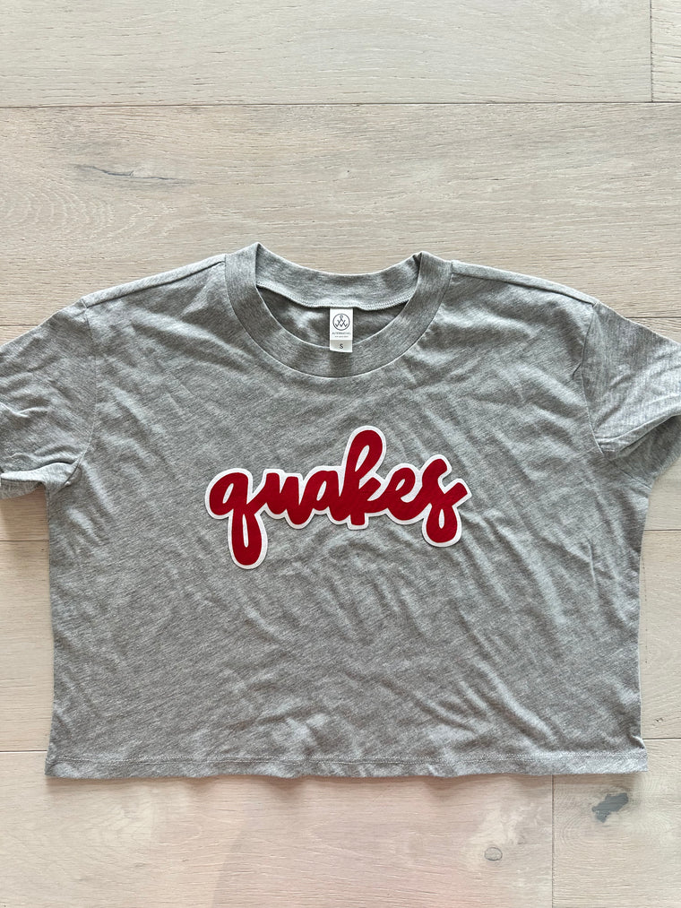 QUAKES - GREY CROP TEE