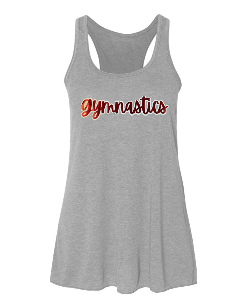 RED METALLIC/WHITE GYMNASTICS  - GREY RACERBACK TANK