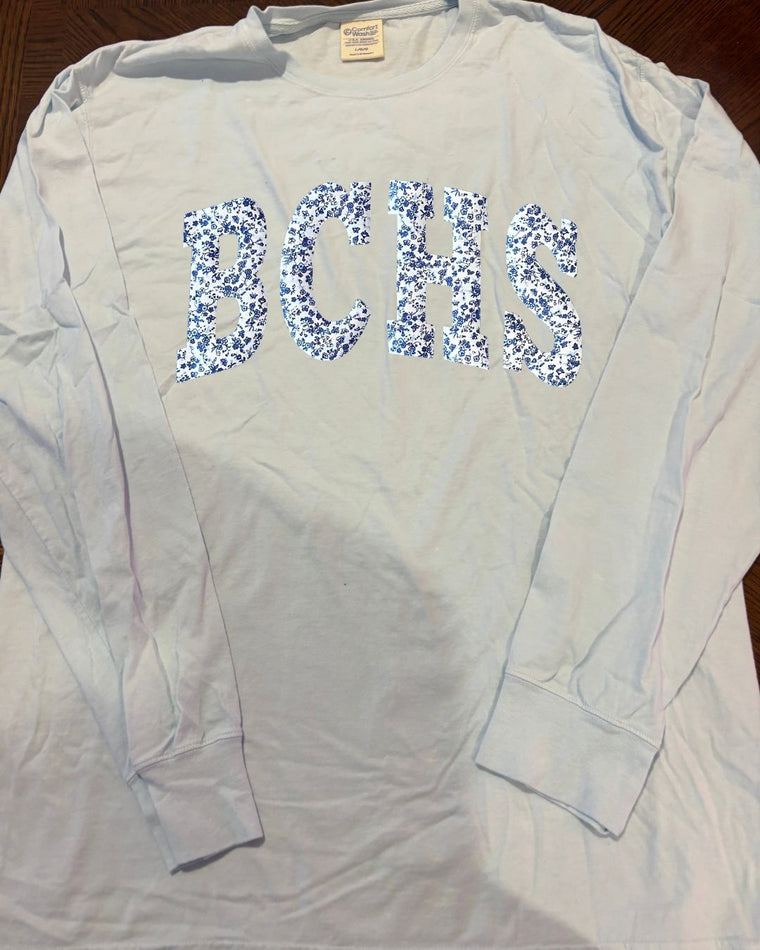 BLUE FLORAL BCHS - LIGHT BLUE COMFORTWASH LONG SLEEVE
