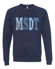 BLUE FLORAL + BLUE GINGHAM MSDT - NAVY SPONGE CREW
