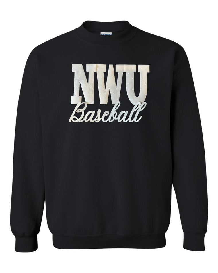 NWU BASEBALL (BEIGE POLKA DOT + GOLD METALLIC) - BLACK GILDAN CREWNECK