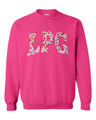 LPG - (PINK/RED ROSES FLORAL) - HOT PINK CREWNECK