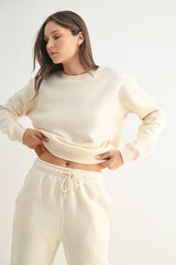 Mono B - Classic Fit Fleece Sweatshirt: PEARLED IVORY / S:M:L (2:2:2)