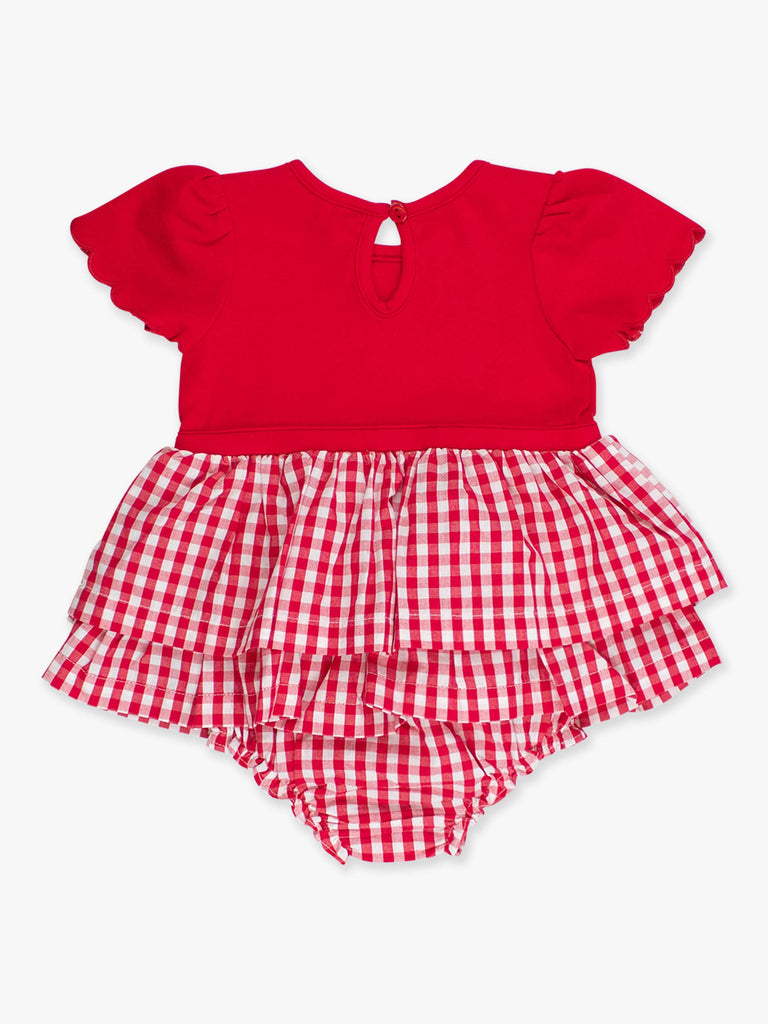 RuffleButts + RuggedButts - Baby Girls Classic Red Gingham Short Sleeve Skirted Romper: Red / 0-3m