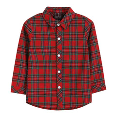 Lil Cactus - Red and Green Tartan Boy Dress Shirt: Red / 5Y