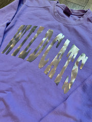 VARSITY SILVER METALLIC WILDCATS - PURPLE COMFORT COLORS CREW