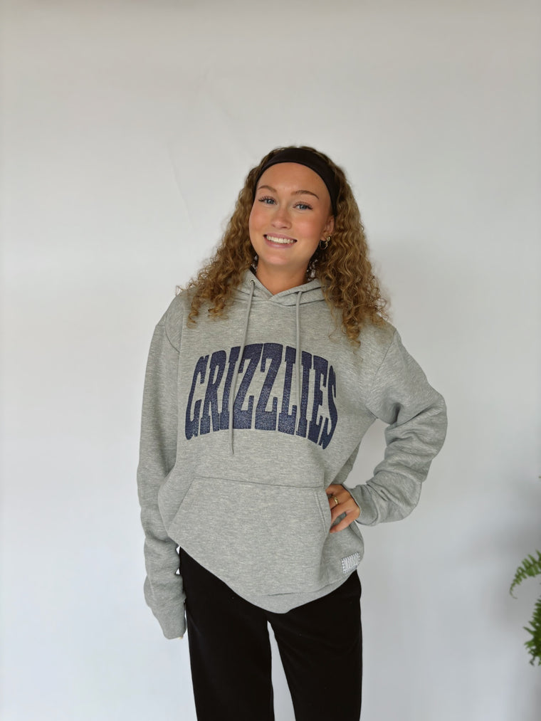 VARSITY BLUE SPARKLE GRIZZLIES - GREY SPONGE HOODIE