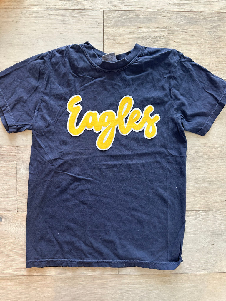 YELLOW/WHITE EAGLES - NAVY COMFORT COLORS TEE (YOUTH + ADULT)