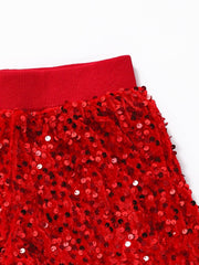 sassy kids palace - Girls Red Sequin 4TH OF JULY Shorts With Lining: 10-12T